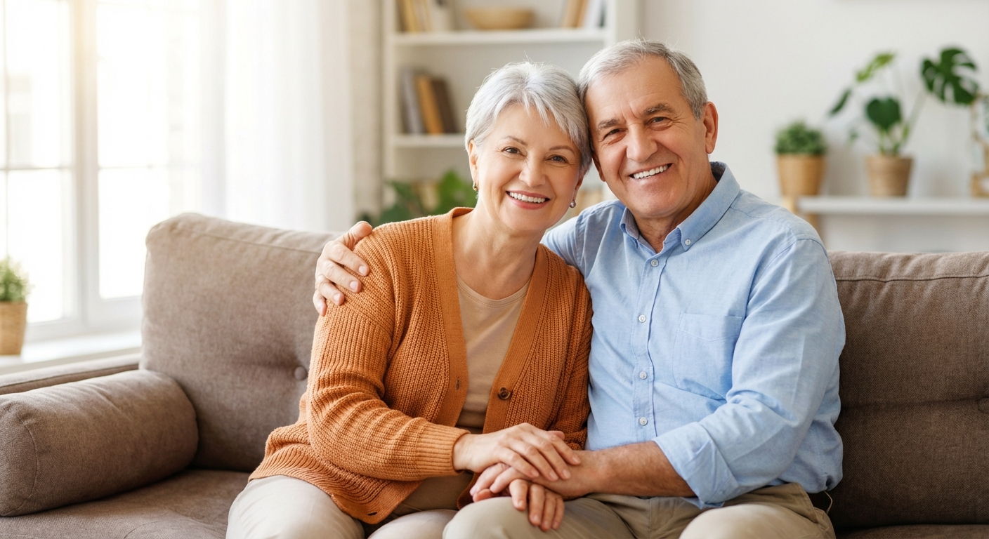 Happy senior couple smiling